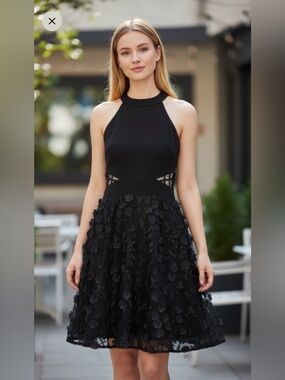 NEW XSCAPE black halter dress 4